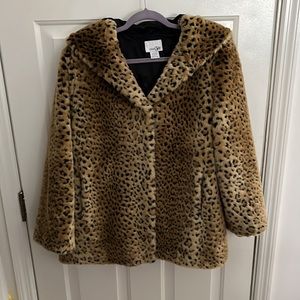 East 5th Leopard print coat with hood- MEDIUM